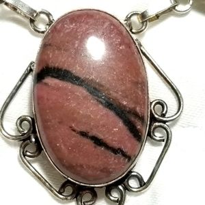 Pink Rhodonite necklace.